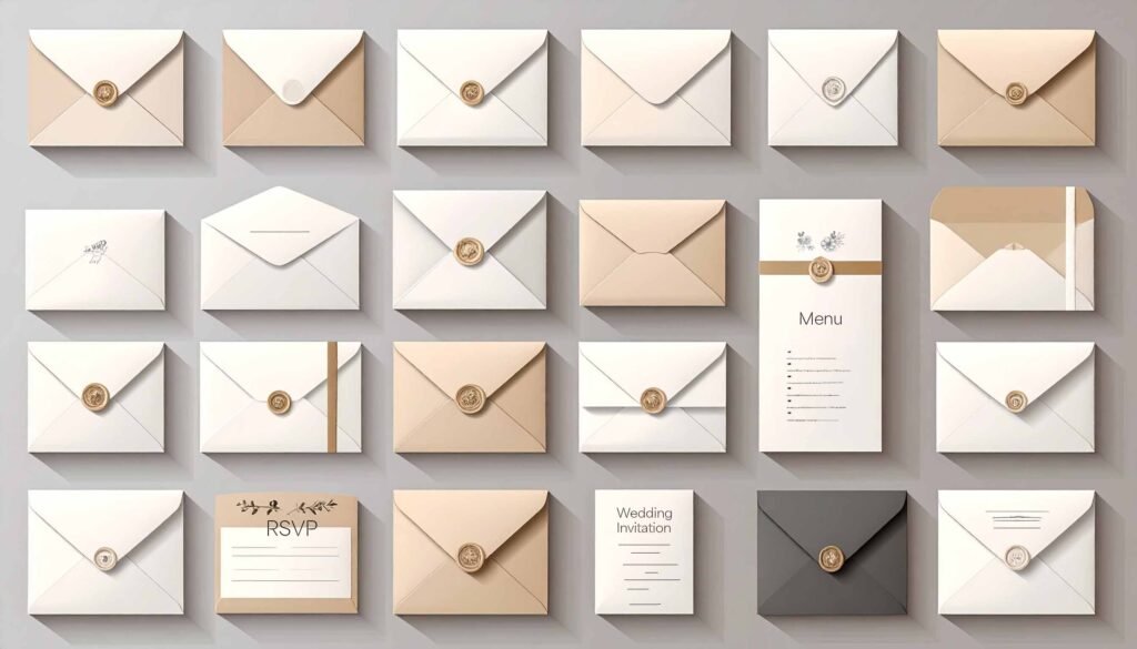 An illustration showing printable wedding templates.