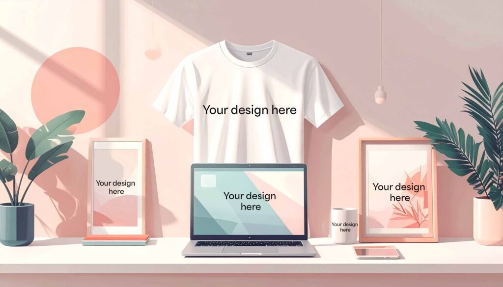 An illustration showing mockup templates.