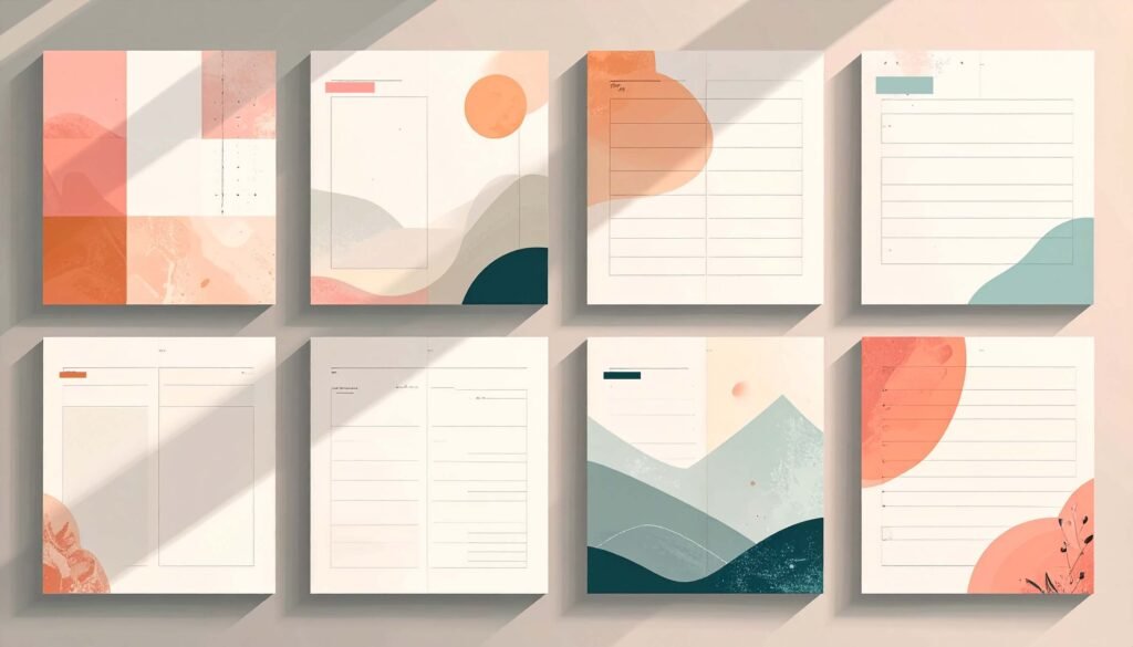 An illustration showing printable planner pages.