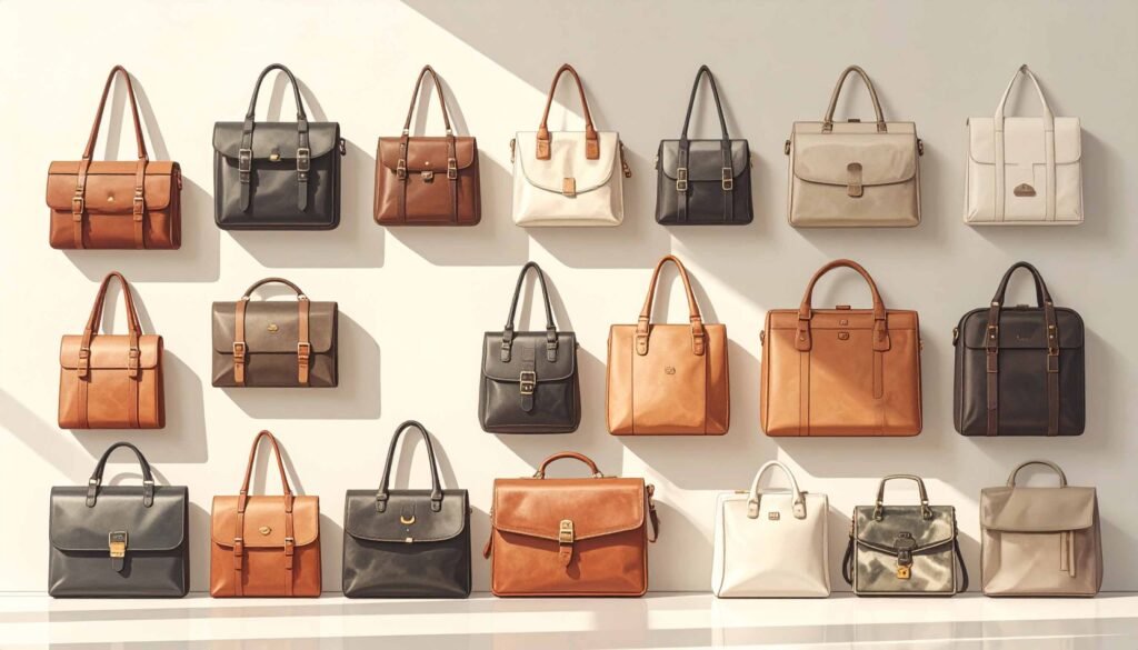 An illustration showing bags and purses.