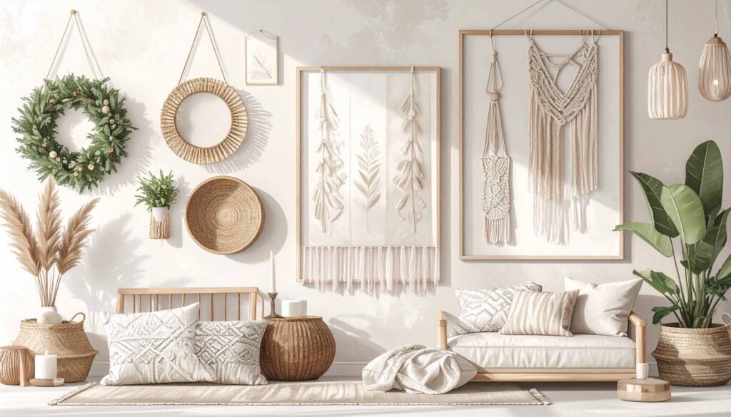 An illustration showing home decor items.