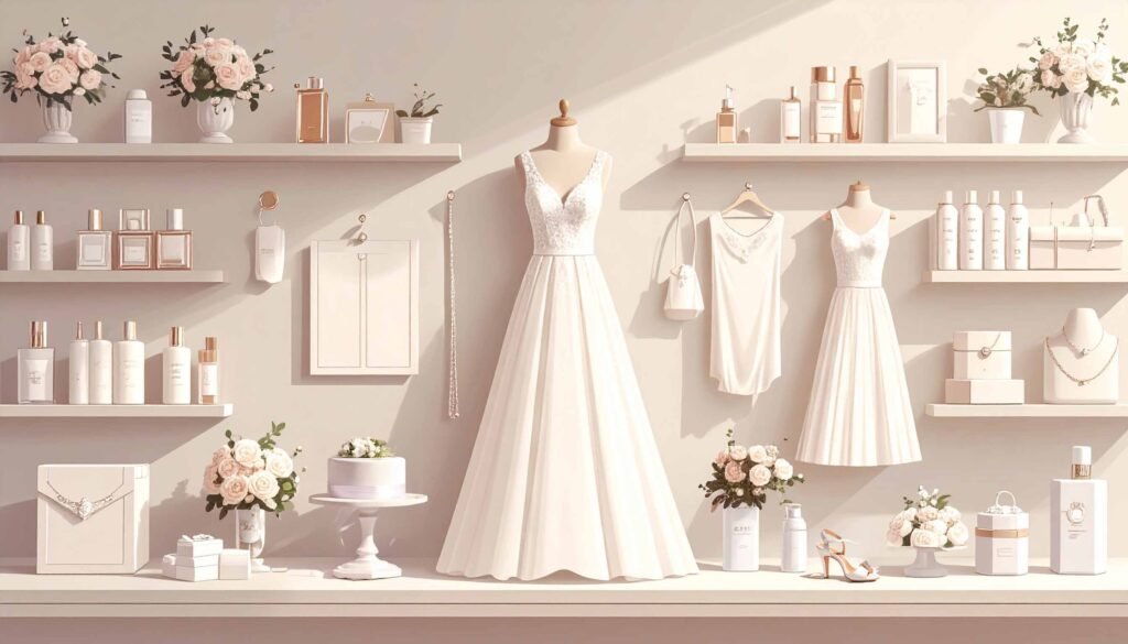 An illustration showing wedding products.